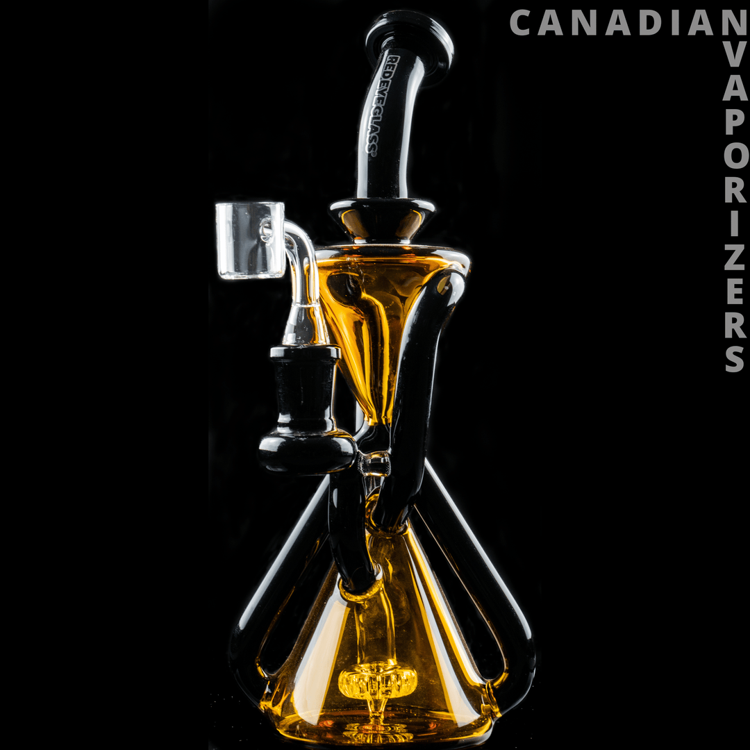 Yellow | Red Eye Glass 9.5" Stasis Concentrate Recycler - Canadian Vaporizers