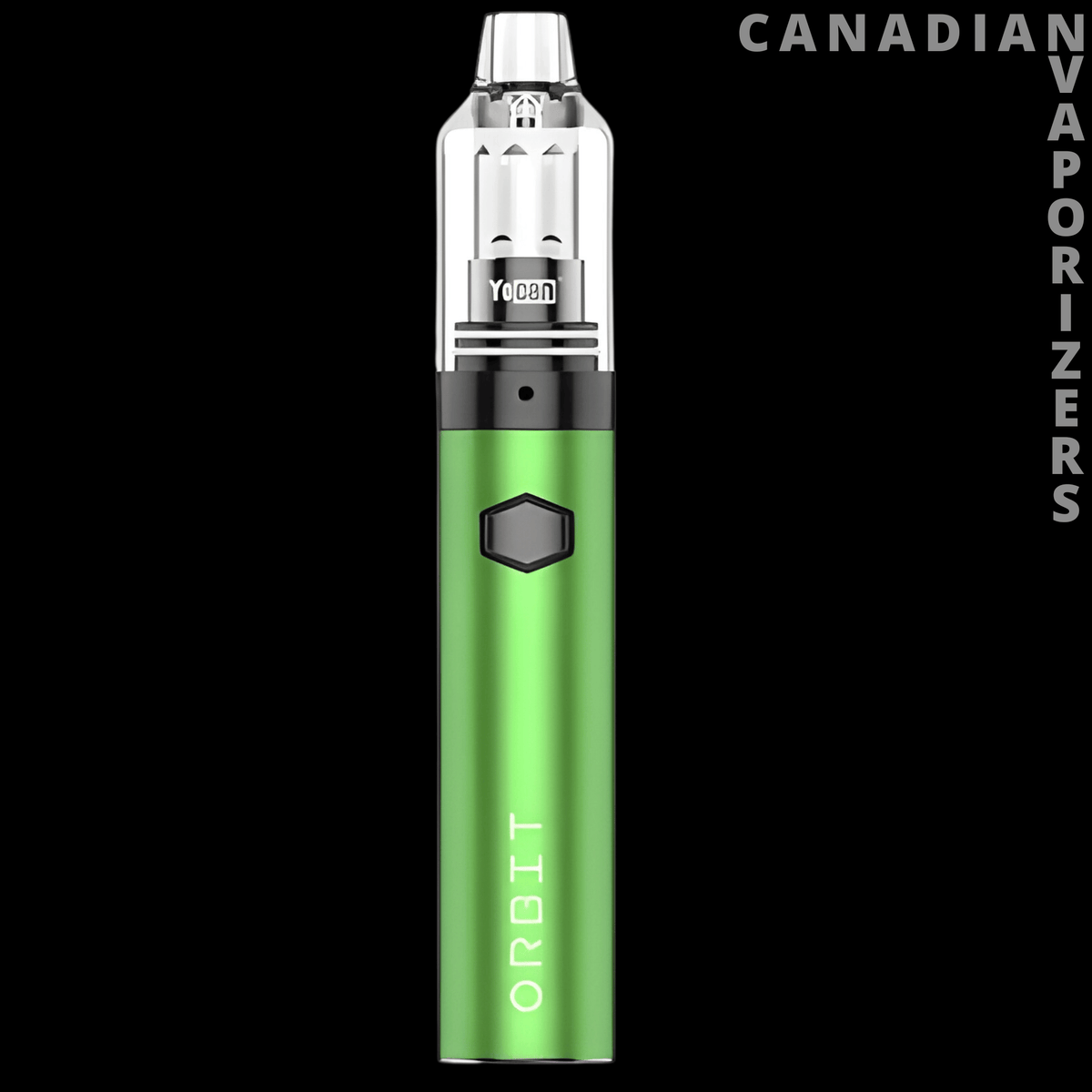 Yocan Orbit - Green Yocan Orbit vape pen with a polished silver chamber and black hexagonal button.